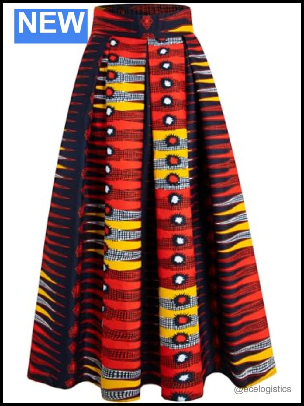 African Print Wax Maxi Skirt Ankara Long Handmade with Pockets